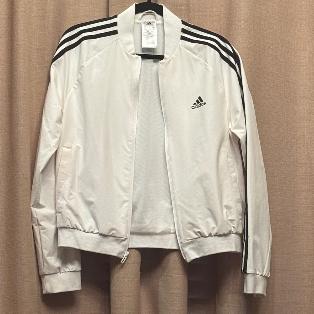 Adidas Classic White Jacket with Black Accents like new